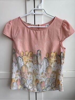 Women’s Desert Boho Cactus Print Blouse Size S Southwestern Festival Artsy